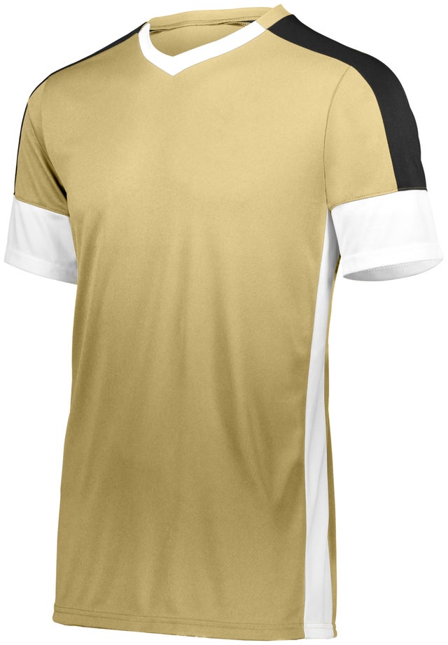 High Five 322940 Hawthorn Soccer Jersey - Athletic Gold Black Print Wh